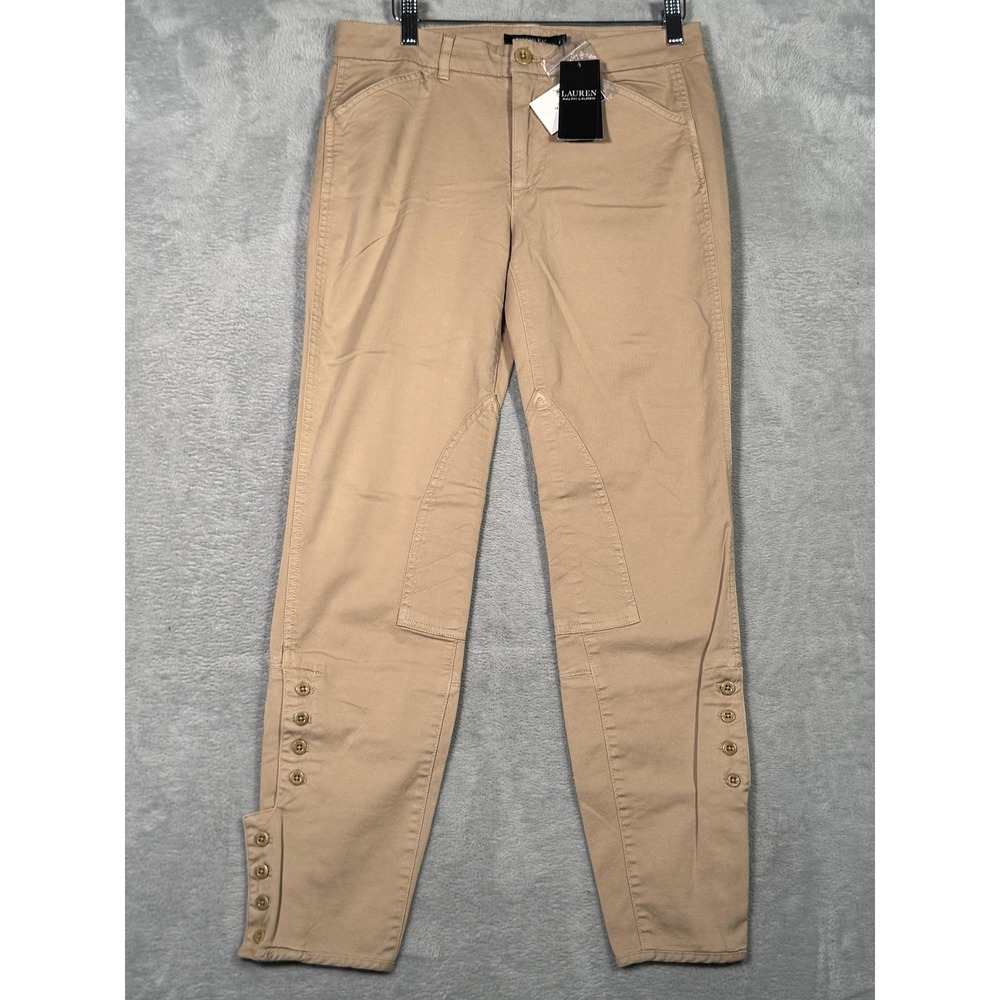 Lauren Ralph Lauren Pants Womens 2‎ Khaki Riding Jodhpur Stretch Button Ankle